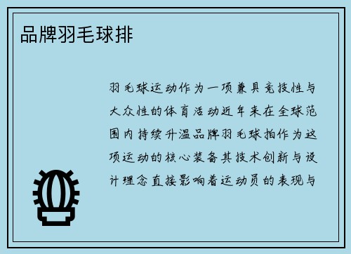 品牌羽毛球排